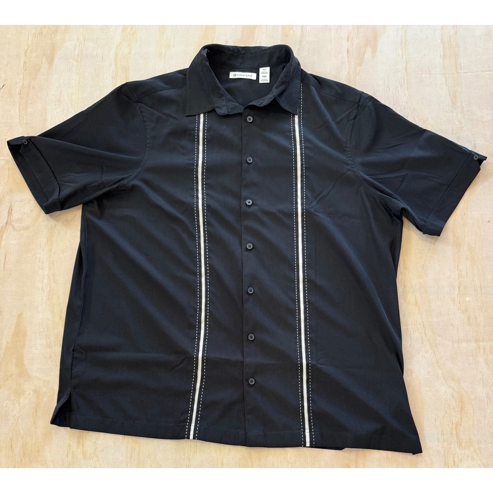 Cubavera XLT Black‎ Guayabera Shirt Cuban Retro Resort Charlie Sheen Style Retro